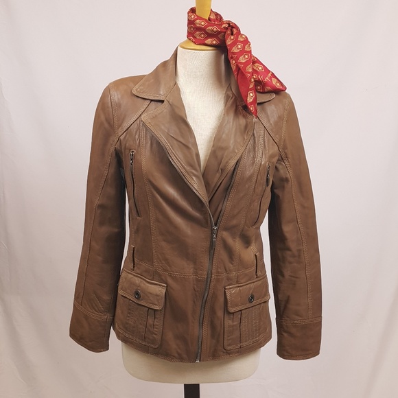 vintage Laura di Sarpi Tan Genuine Leather Jacket sz 38 - Picture 1 of 7